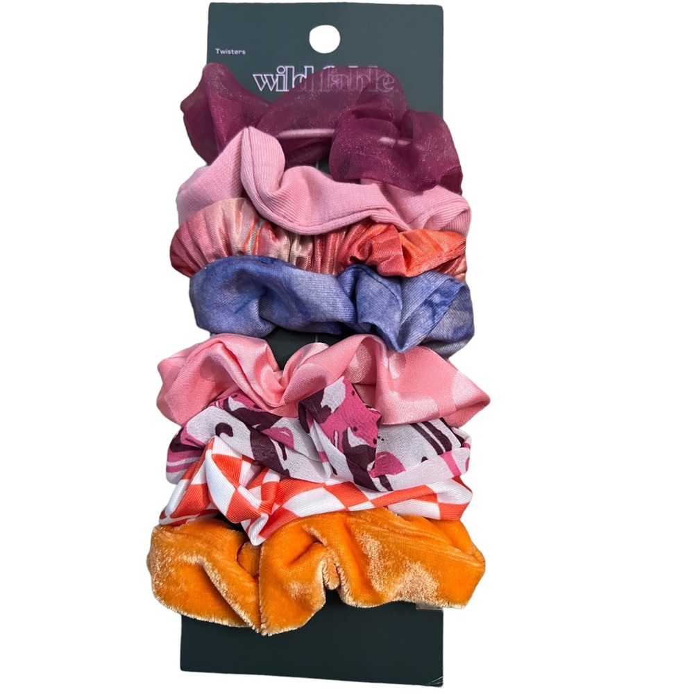 NEW Wild Fable Hair Scrunchies Twisters 8 pc Set Multicolor Orange Pink